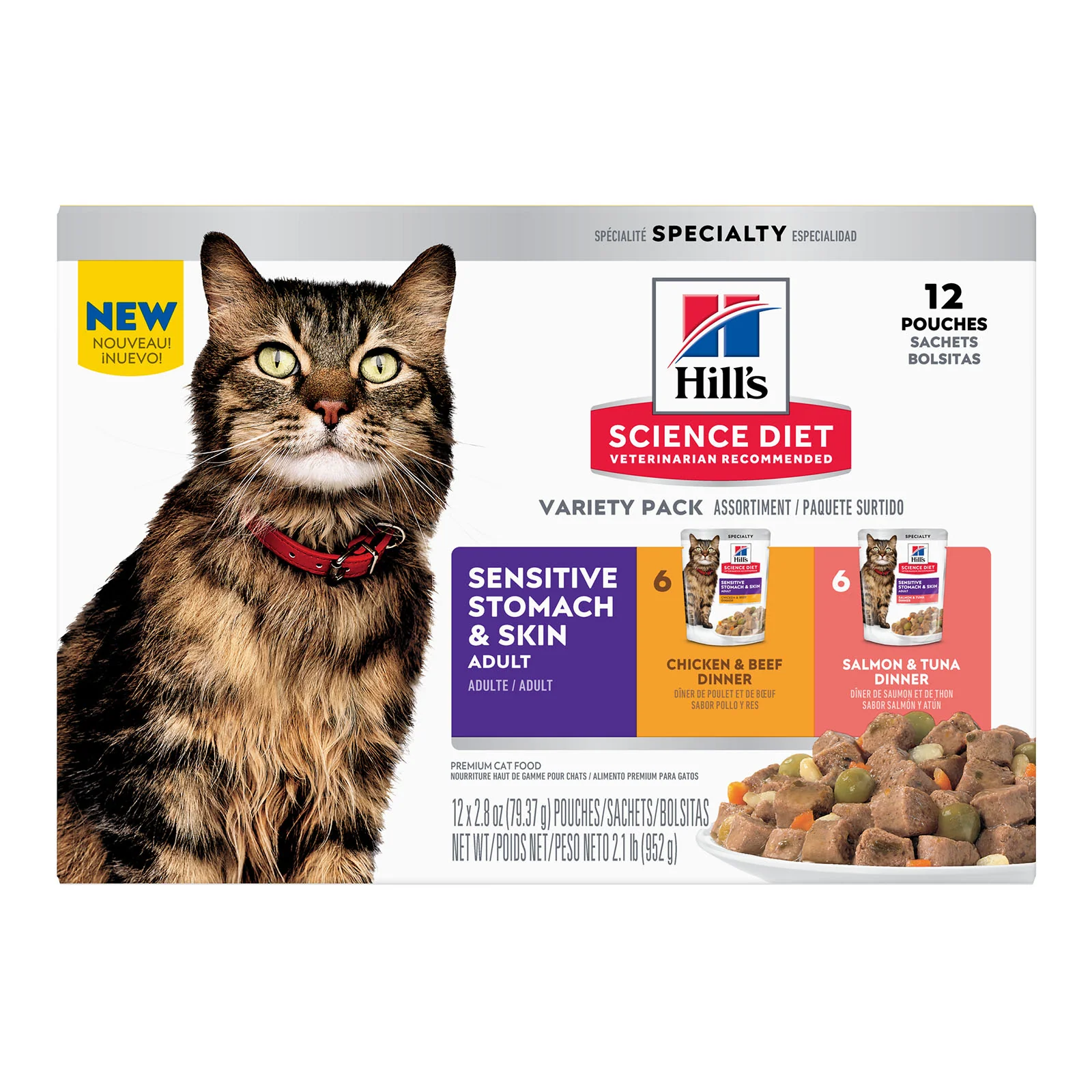 HILLS Science Diet Sensitive Skin & Stomach Variety Adult Wet Cat Food 85gx12 - Image 3