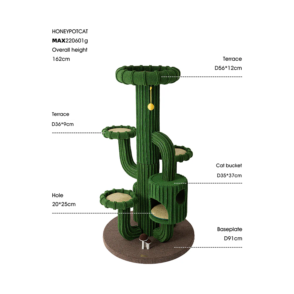 HONEYPOTCAT Cactus Cat Tree Tower - 167cm max220603g - Image 4
