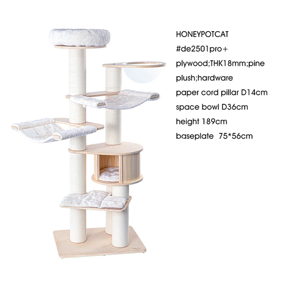 HONEYPOTCAT Classic Solid Wood Cat Tree de2501/de2501s/de2501pro+ - Image 3