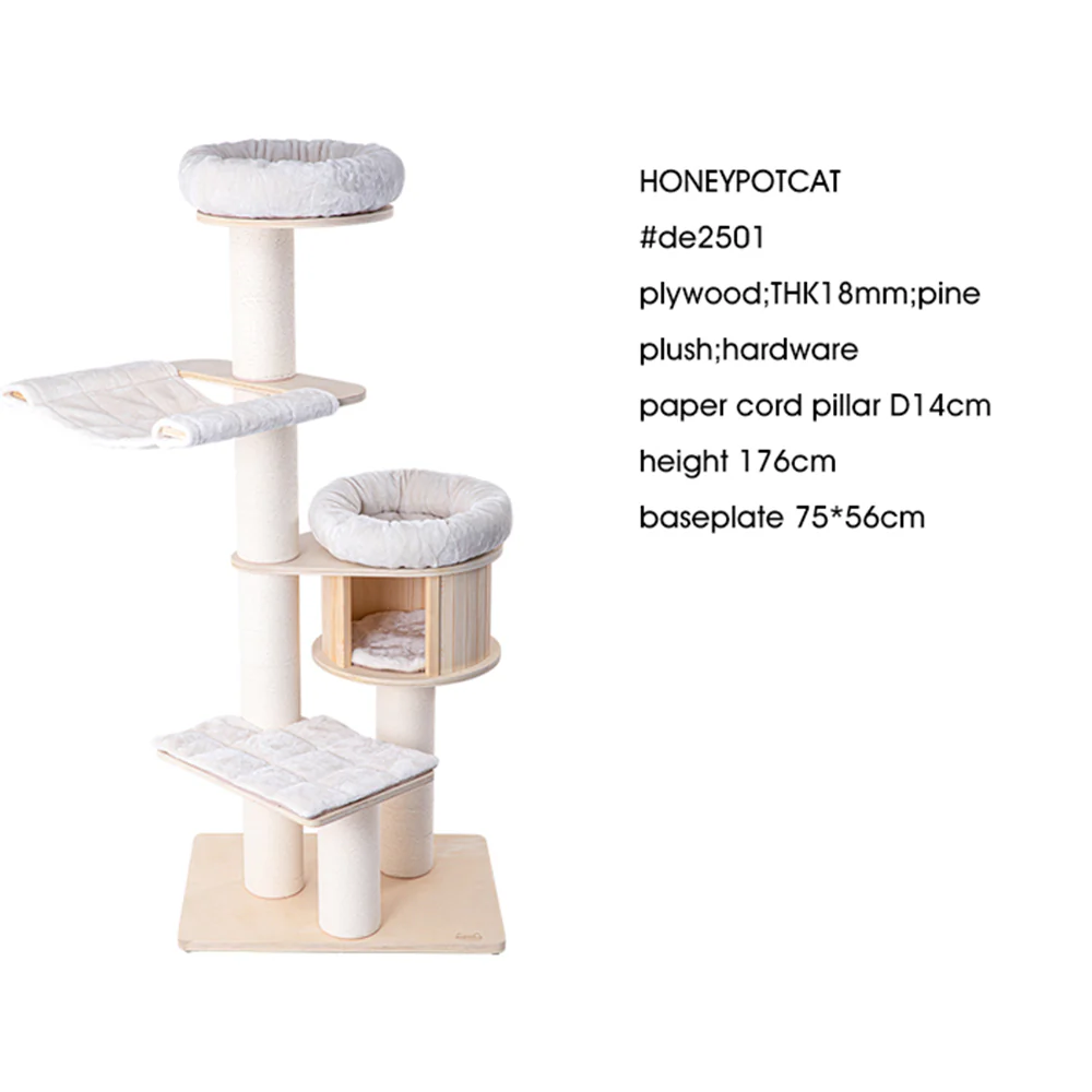 HONEYPOTCAT Classic Solid Wood Cat Tree de2501/de2501s/de2501pro+ - Image 5