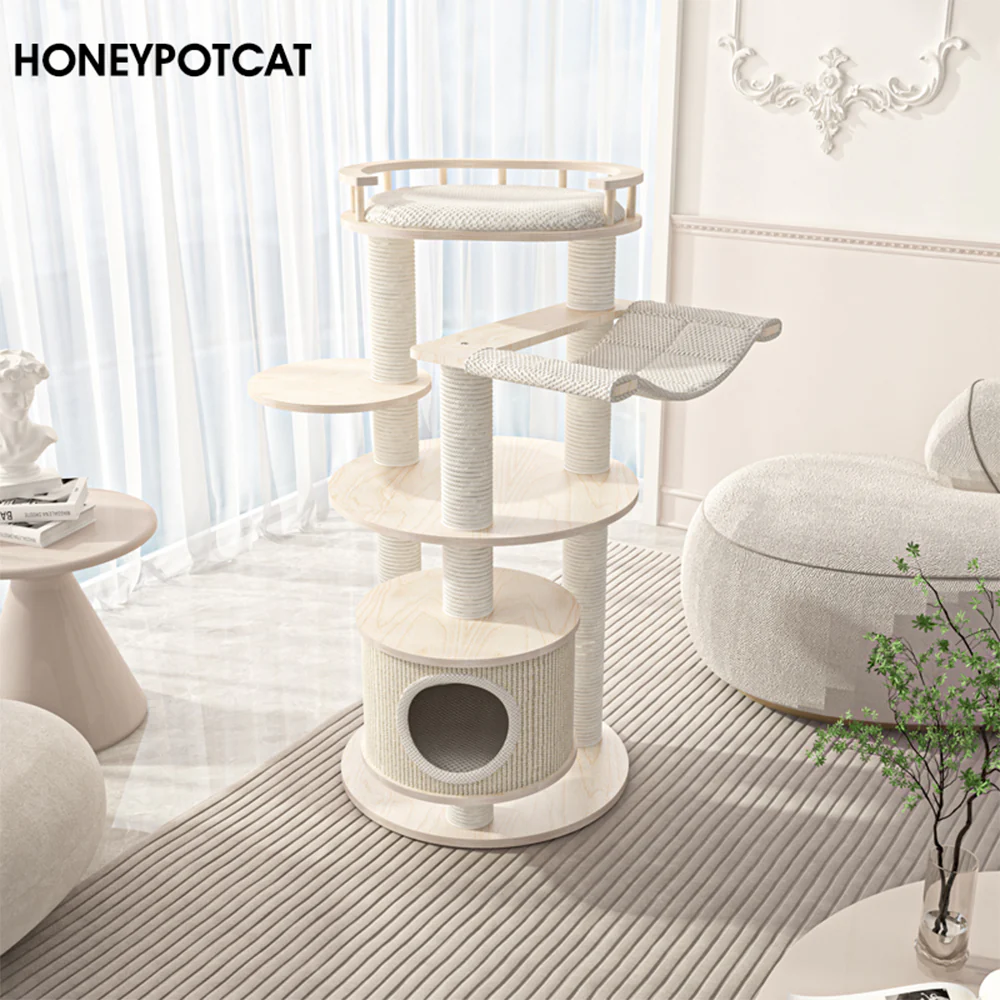 HONEYPOTCAT Enduring Comfort Sisal & Wood Tree - 128cm 220095pro - Image 2