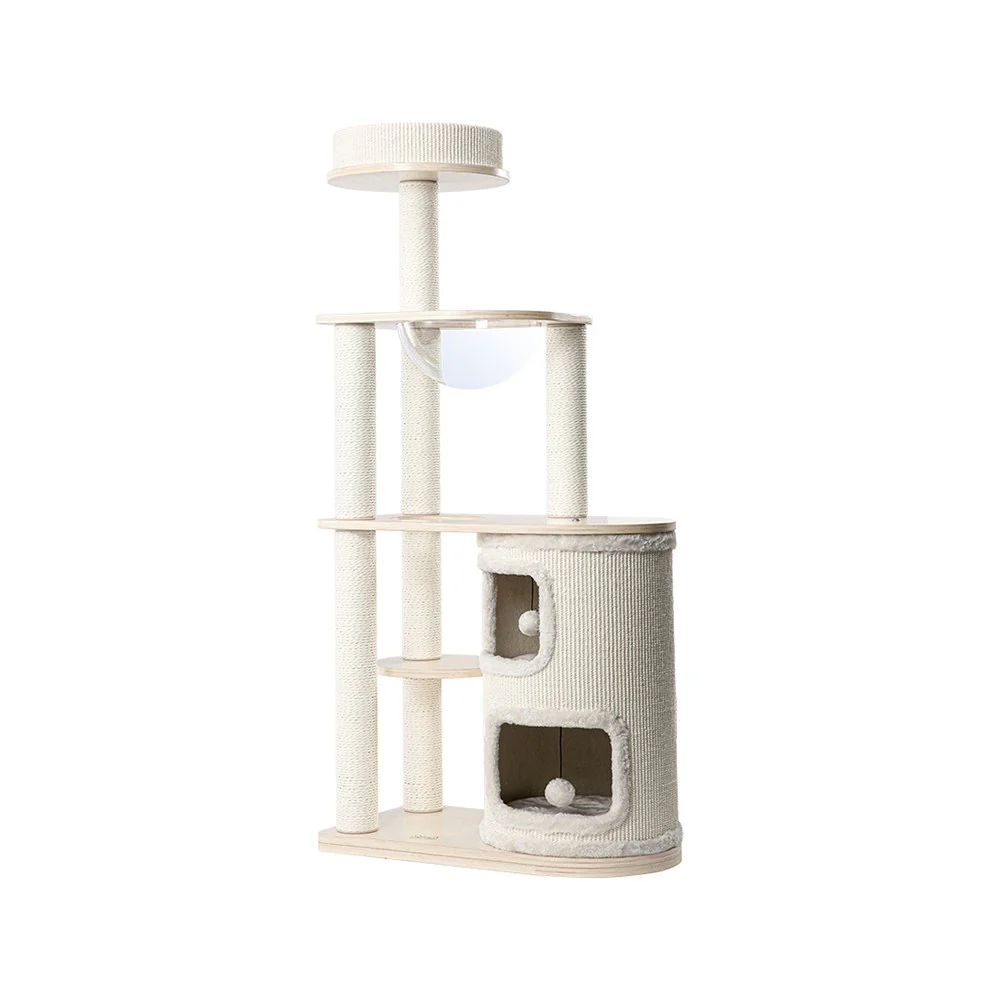 HONEYPOTCAT Fun Oasis Wood Cat Tree & Activity Barrel - 135cm 230618