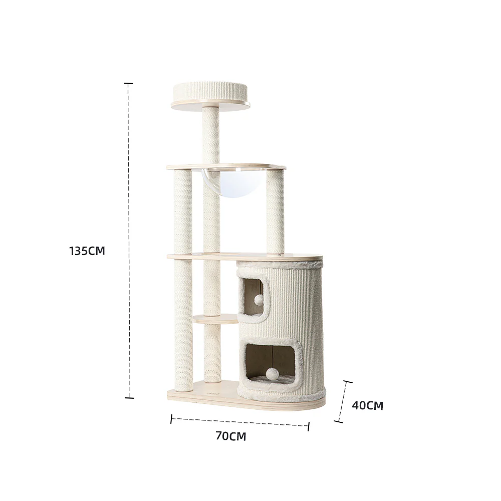 HONEYPOTCAT Fun Oasis Wood Cat Tree & Activity Barrel - 135cm 230618 - Image 7