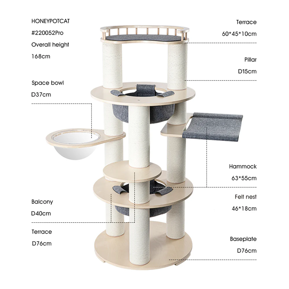 HONEYPOTCAT Harmony Wood Cat Tower de220052/de220052pro - Image 3