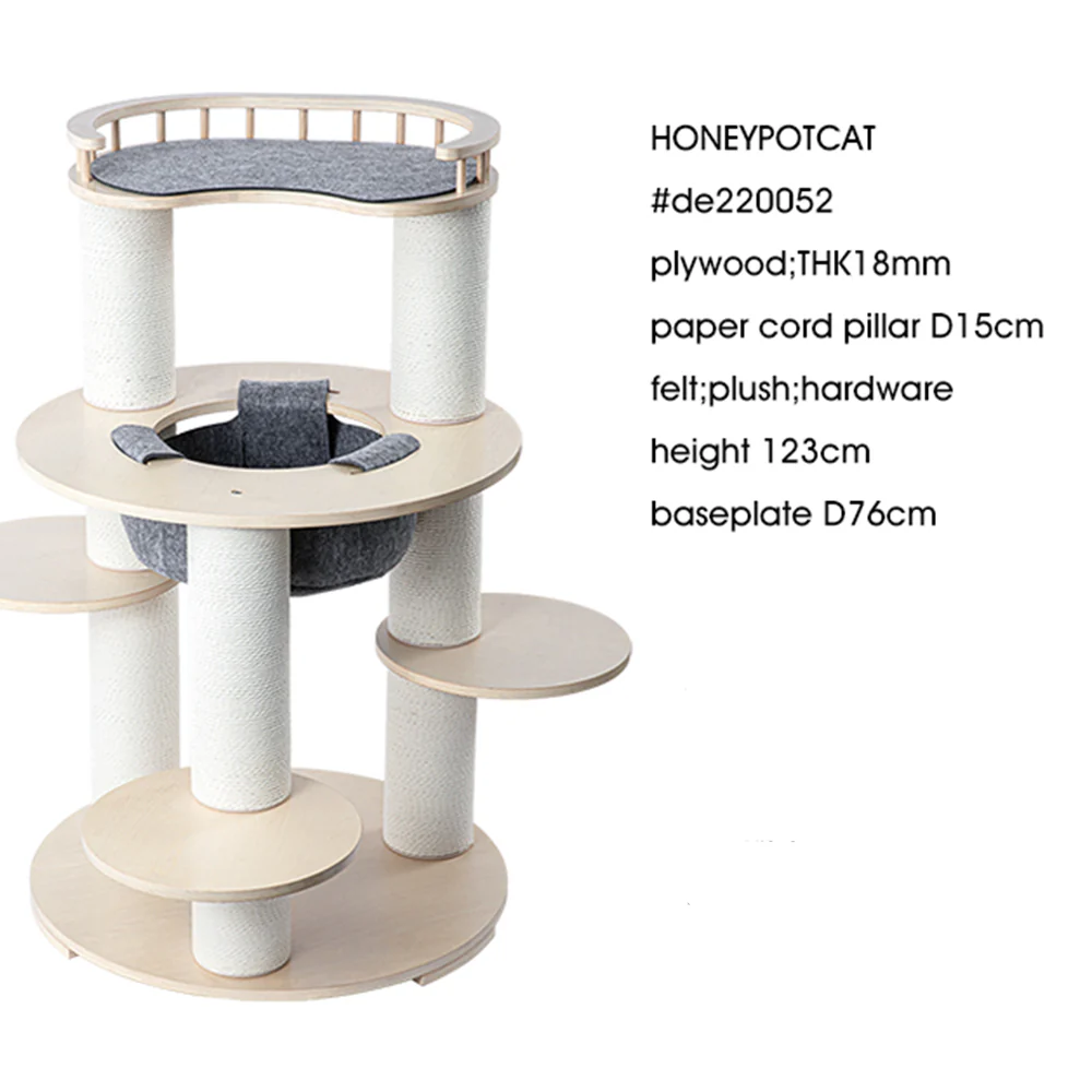 HONEYPOTCAT Harmony Wood Cat Tower de220052/de220052pro - Image 4