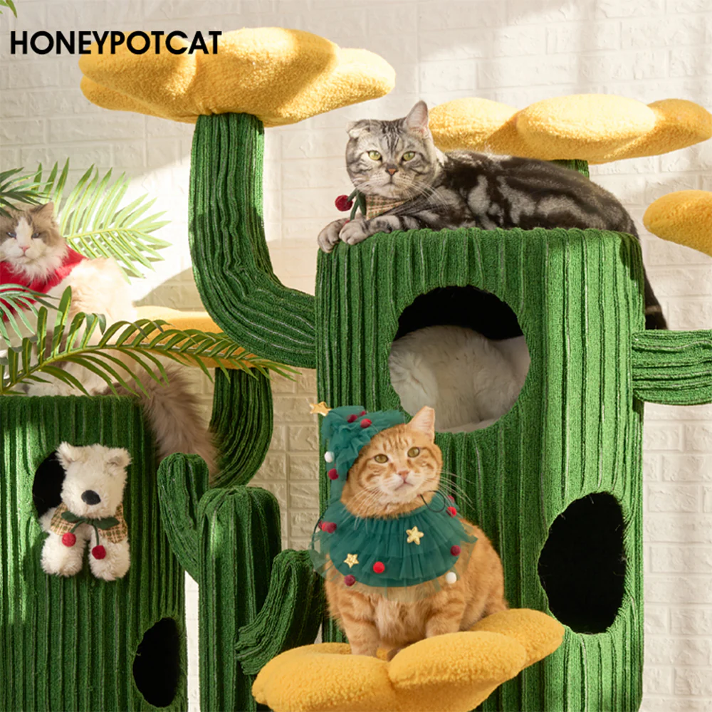 HONEYPOTCAT Luxe Cactus Bloom Cat Tree - 162cm max220601b/max220601g - Image 3