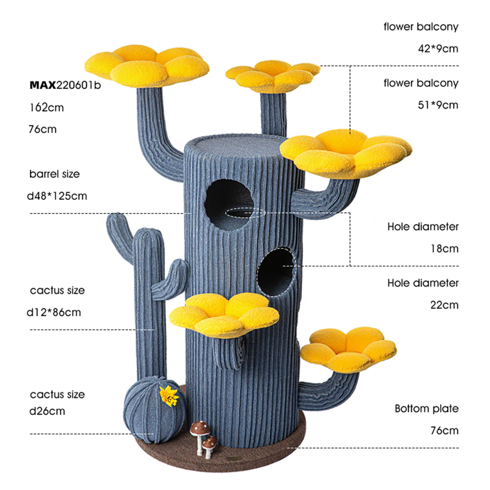HONEYPOTCAT Luxe Cactus Bloom Cat Tree - 162cm max220601b/max220601g - Image 4