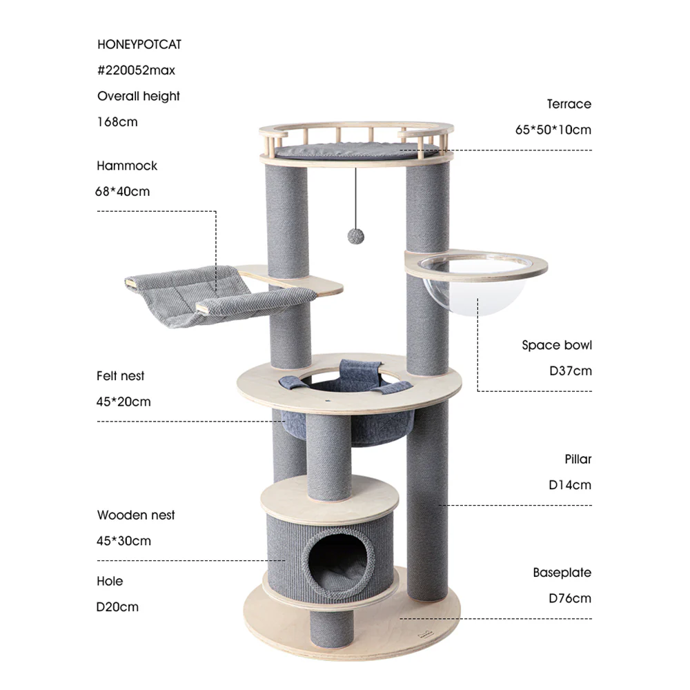 HONEYPOTCAT Majestic Reinforced Multi-Level Cat Tree 220052pro/220052max - Image 5