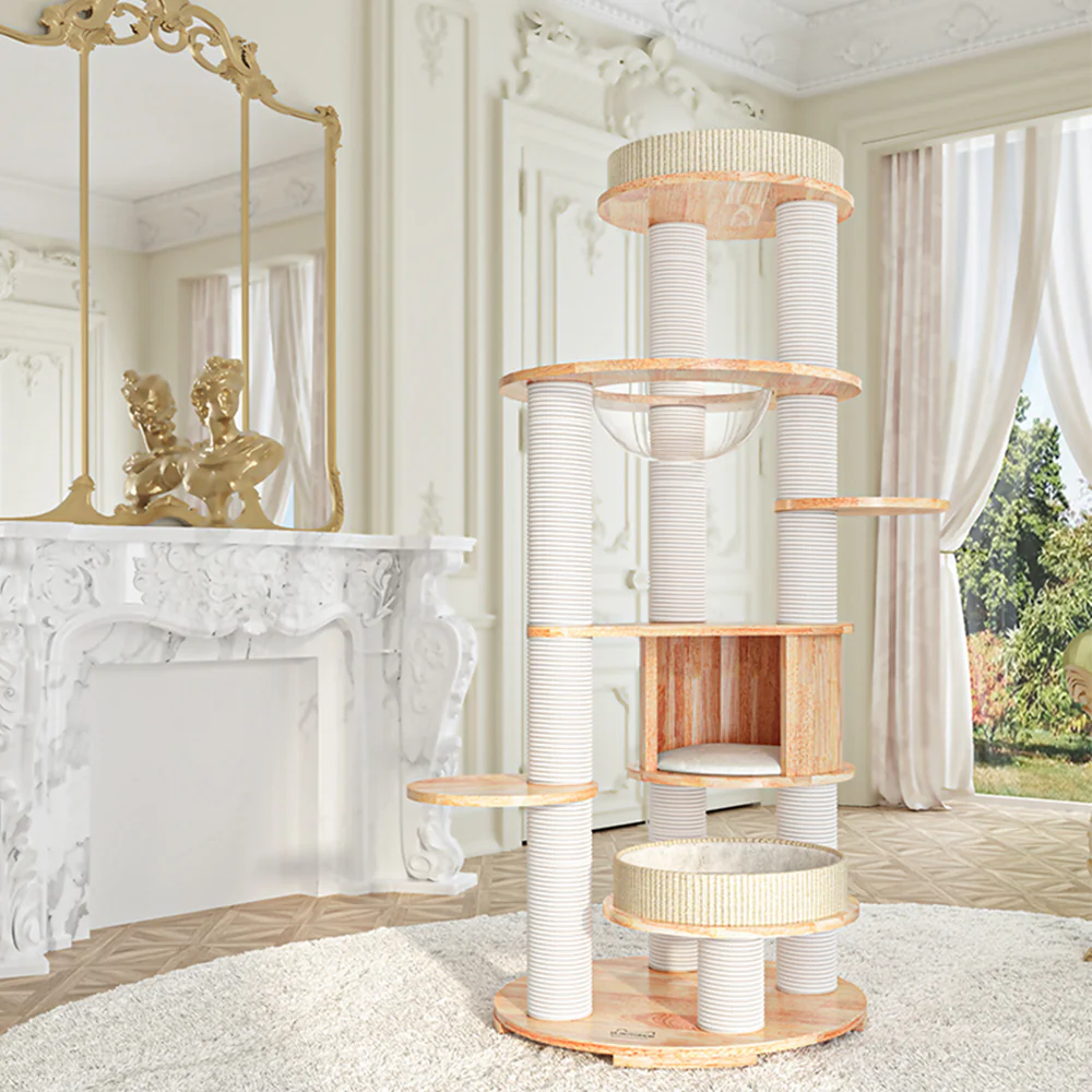 HONEYPOTCAT MZ Varnished Solid Wood Cat Tower With Capsule - 163cm - Image 2