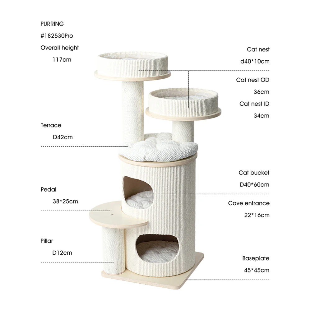 HONEYPOTCAT PURRING Multi-Level Sisal Barrel Cat Tower 182530/182530pro - Image 10