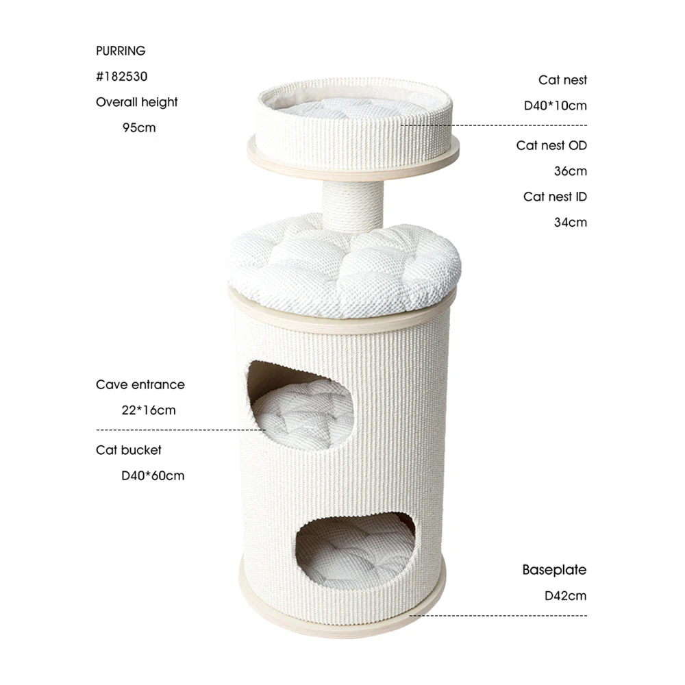 HONEYPOTCAT PURRING Multi-Level Sisal Barrel Cat Tower 182530/182530pro - Image 9