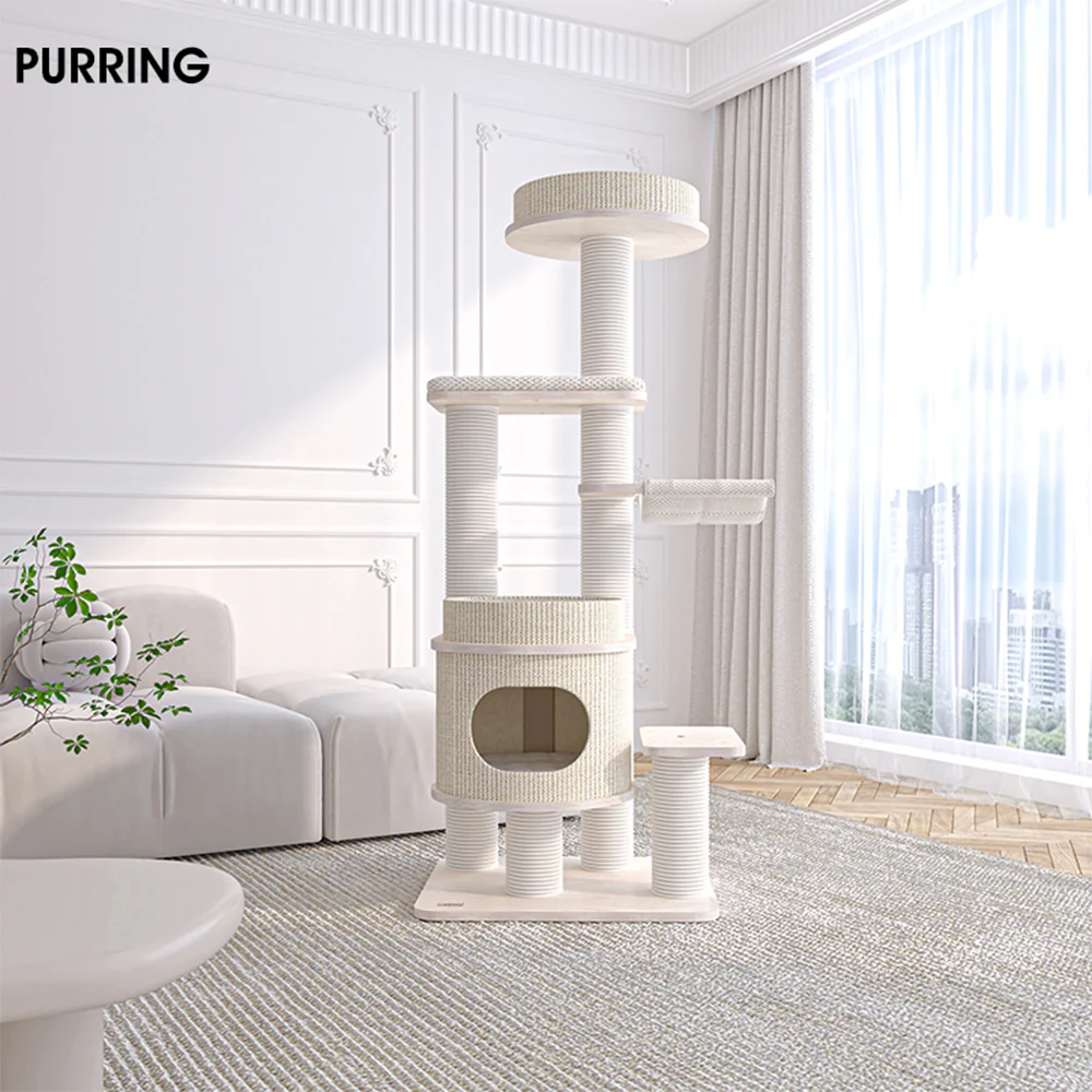 HONEYPOTCAT PURRING Multi-Tier Plush & Sisal Deluxe Cat Tree - 153cm 182531 - Image 2