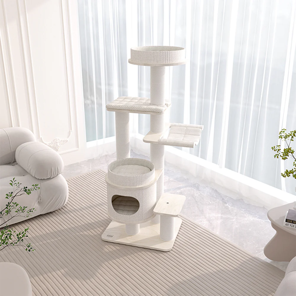 HONEYPOTCAT PURRING Multi-Tier Plush & Sisal Deluxe Cat Tree - 153cm 182531 - Image 3