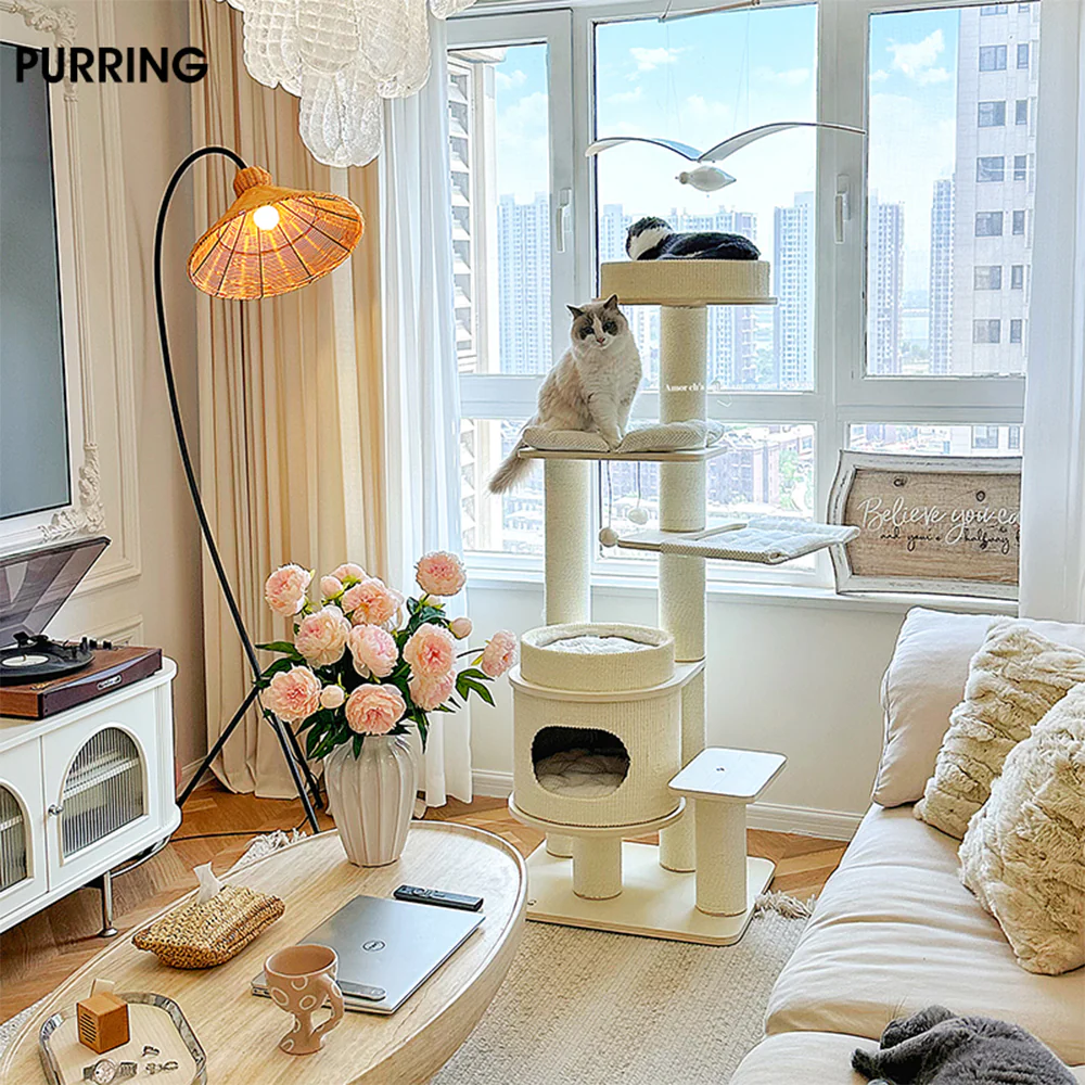 HONEYPOTCAT PURRING Multi-Tier Plush & Sisal Deluxe Cat Tree - 153cm 182531 - Image 4