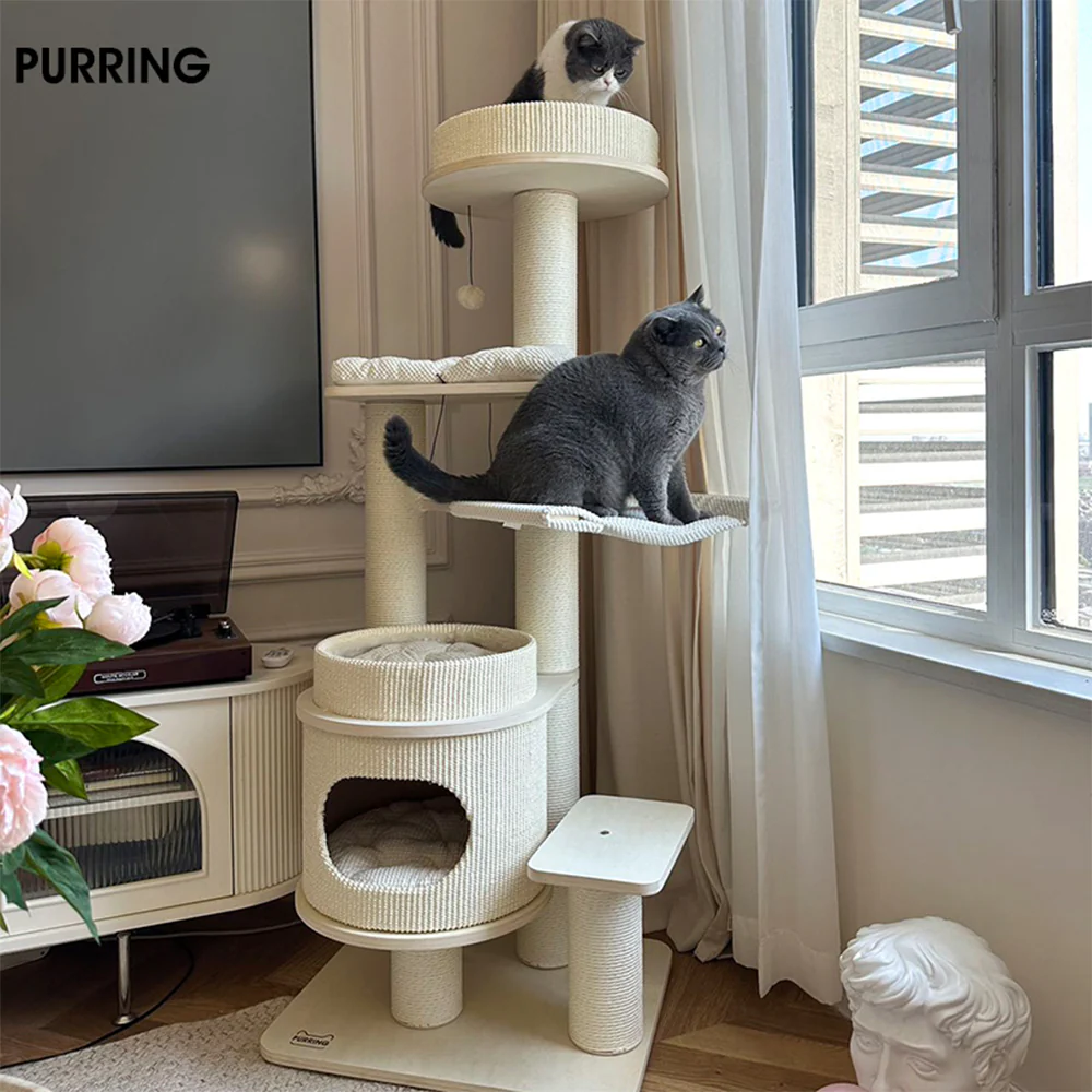 HONEYPOTCAT PURRING Multi-Tier Plush & Sisal Deluxe Cat Tree - 153cm 182531 - Image 5