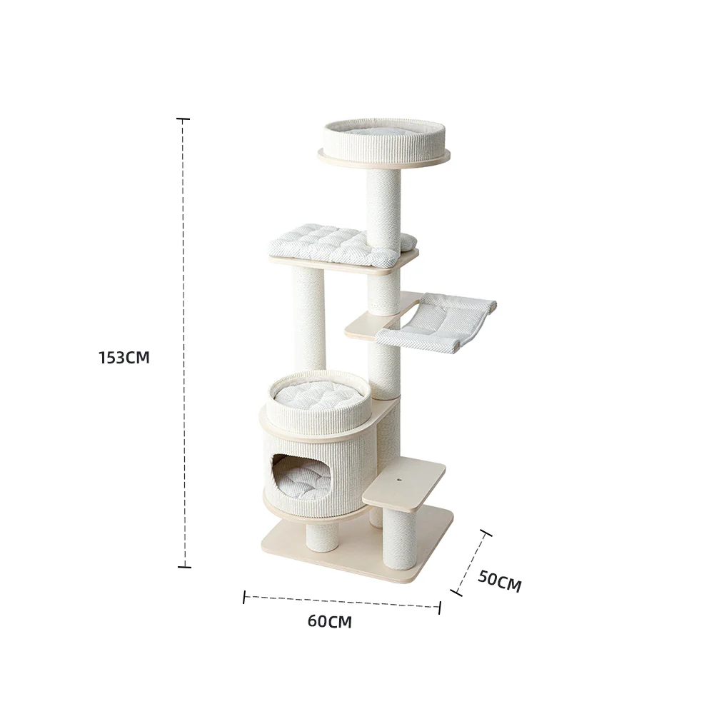 HONEYPOTCAT PURRING Multi-Tier Plush & Sisal Deluxe Cat Tree - 153cm 182531 - Image 8