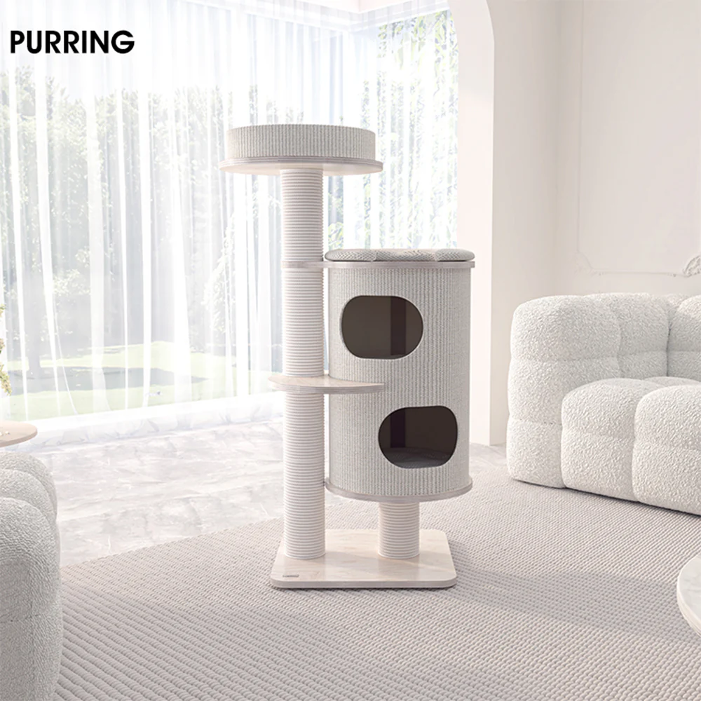 HONEYPOTCAT PURRING Plush & Sisal Barrel Cat Tower - 122cm 182532 - Image 2