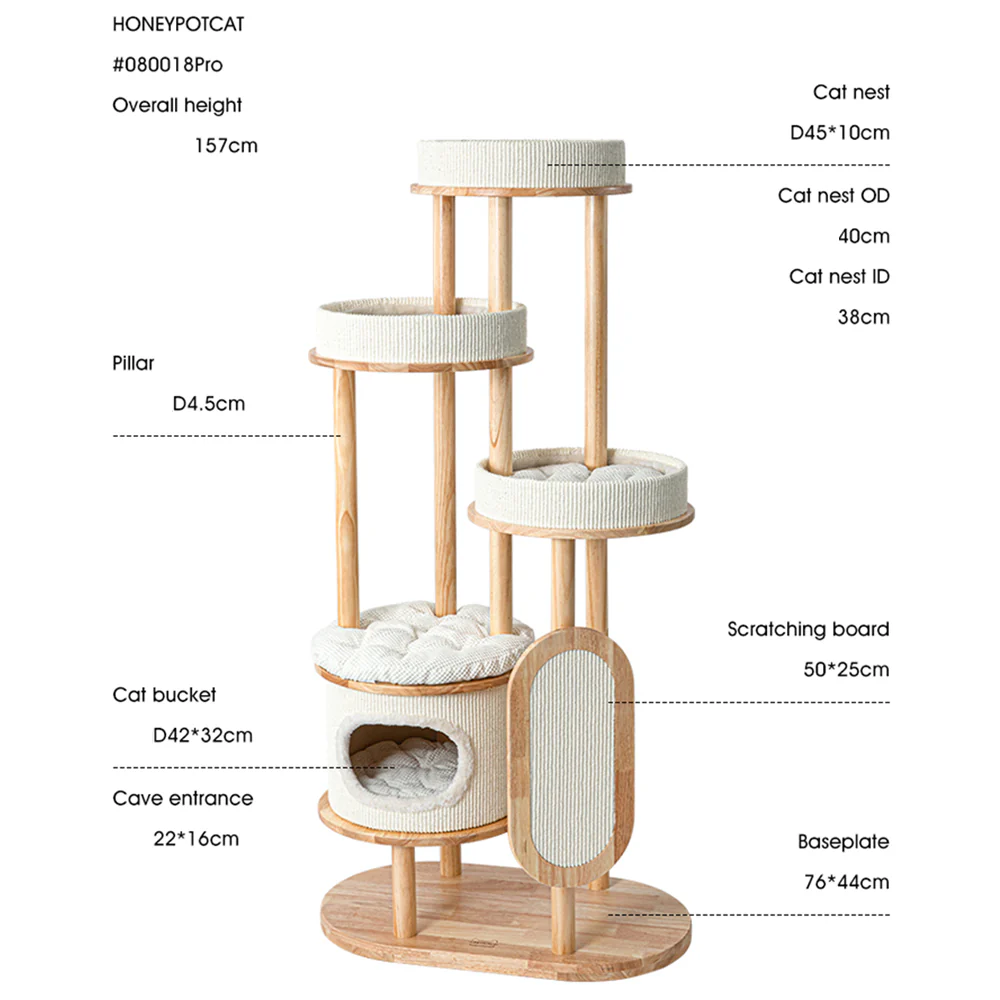 HONEYPOTCAT Varnished Solid Wood Cat Perch v080018/v080018pro - Image 8