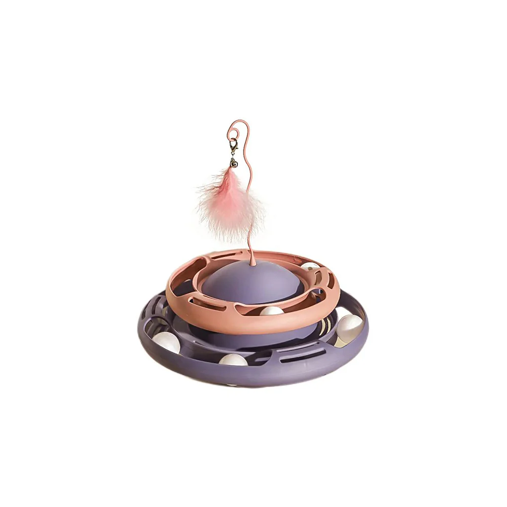 HOOPET Cat Turntable Toy With Balls - Pink Purple