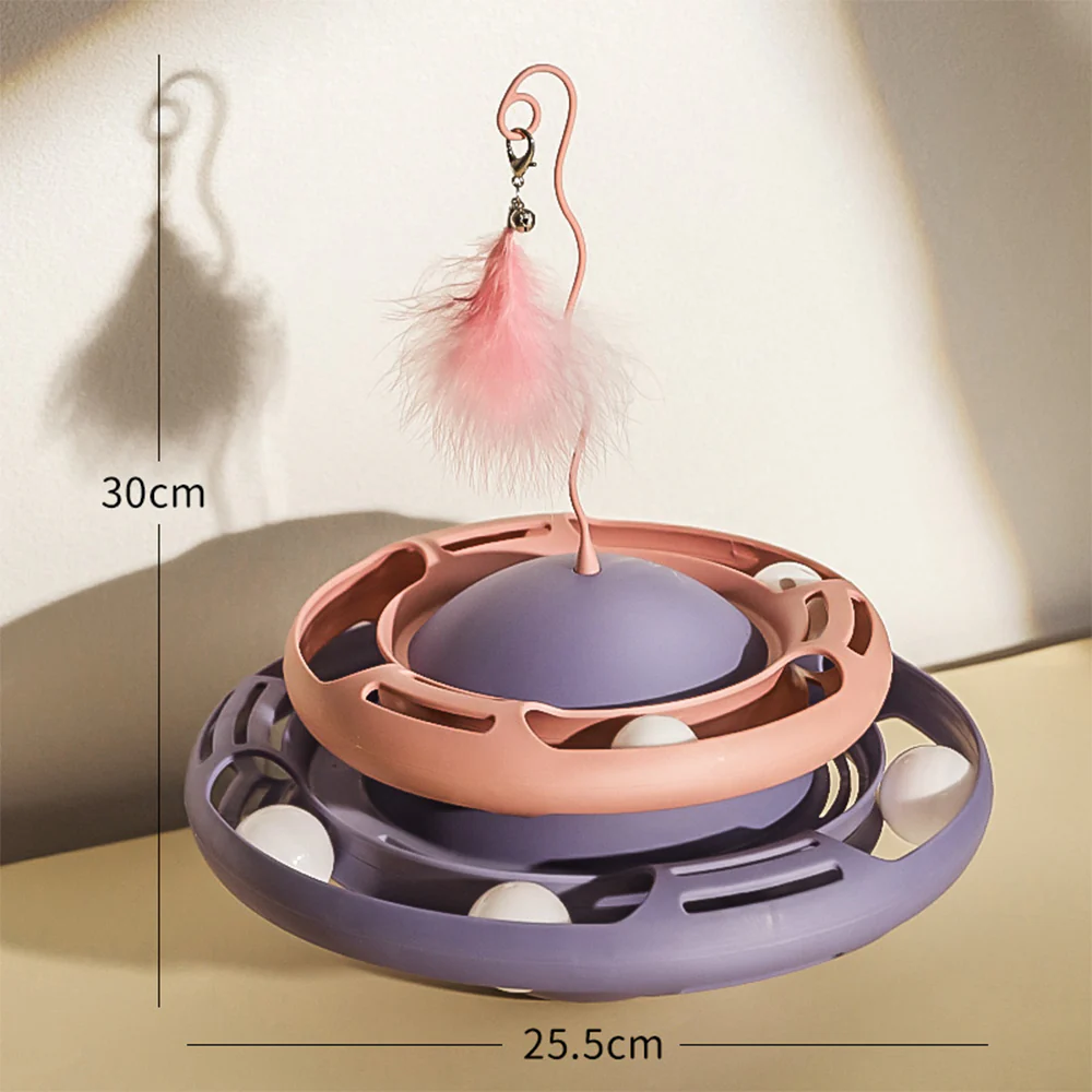 HOOPET Cat Turntable Toy With Balls - Pink Purple - Image 2