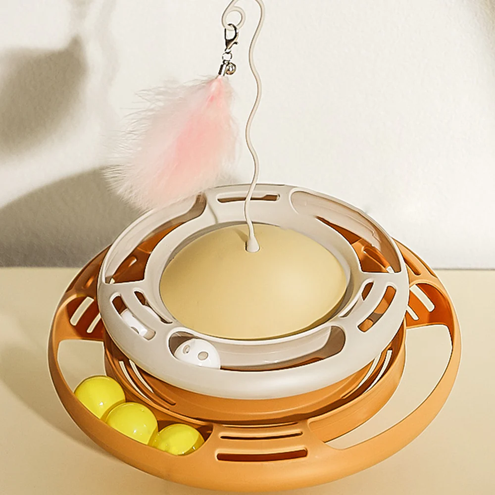 HOOPET White Yellow Cat Turntable Toy With Balls - Image 2