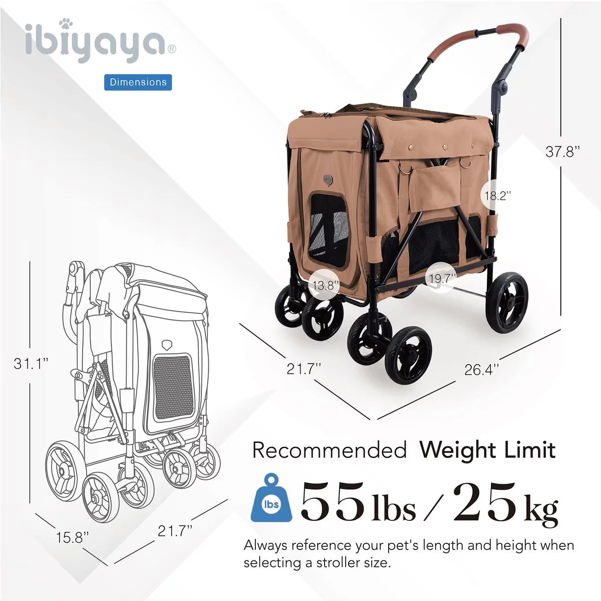 IBIYAYA Gentle Giant Pet Wagon Stroller for Dogs Up to 25kg - Image 4