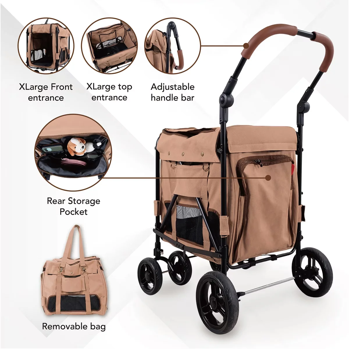 IBIYAYA Gentle Giant Pet Wagon Stroller for Dogs Up to 25kg - Image 5
