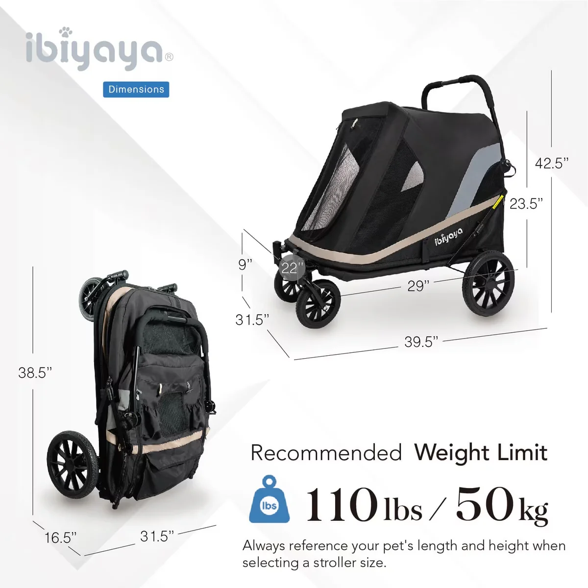 IBIYAYA Grand Cruiser Dog Stroller For Up To 50Kg - Image 7