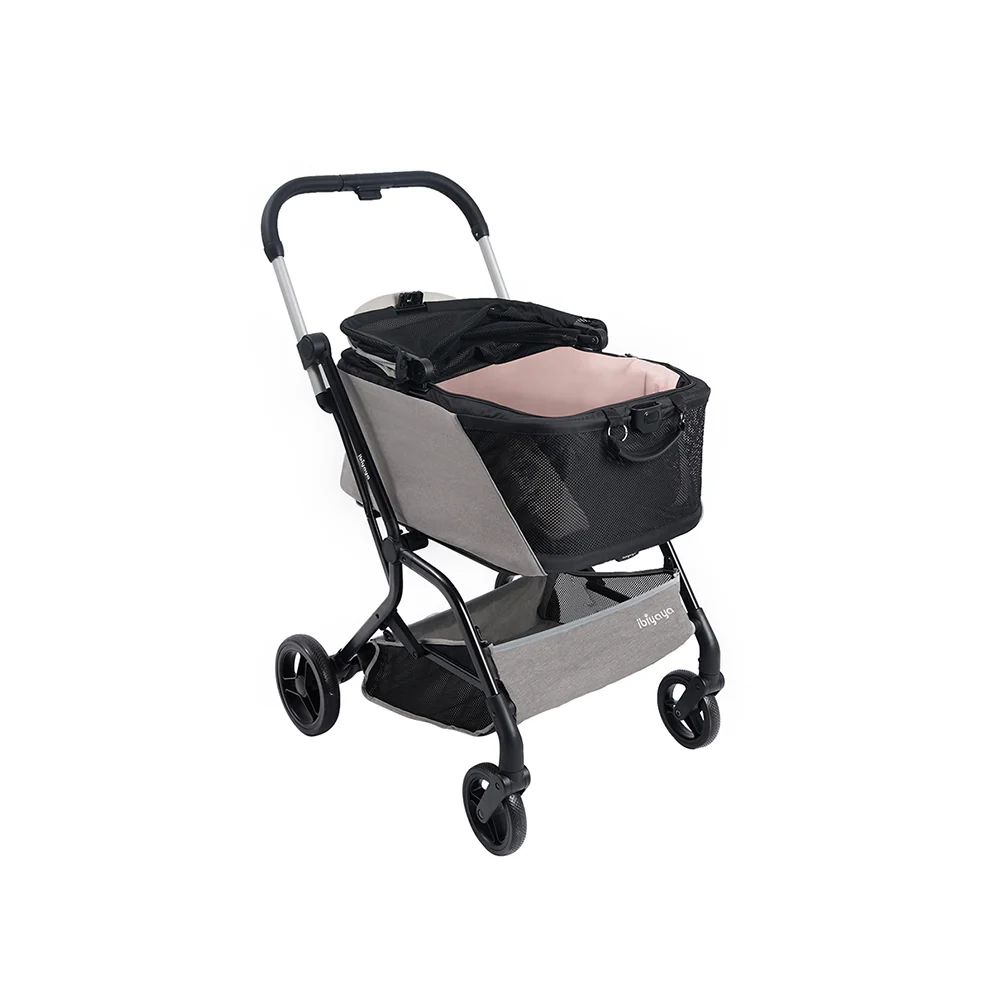 IBIYAYA InstaCollapse Detachable Dog Stroller and Pet Car Seat Carrier Combo – Taupe - Image 10