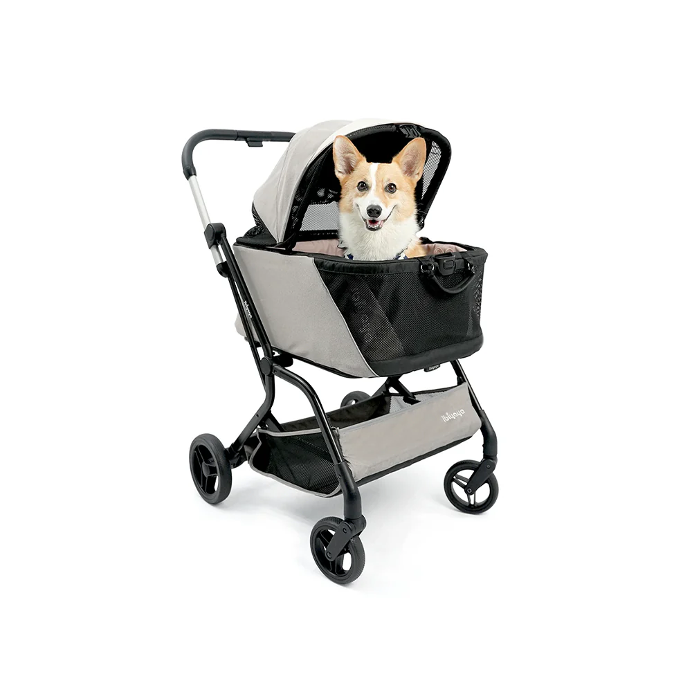 IBIYAYA InstaCollapse Detachable Dog Stroller and Pet Car Seat Carrier Combo – Taupe - Image 3