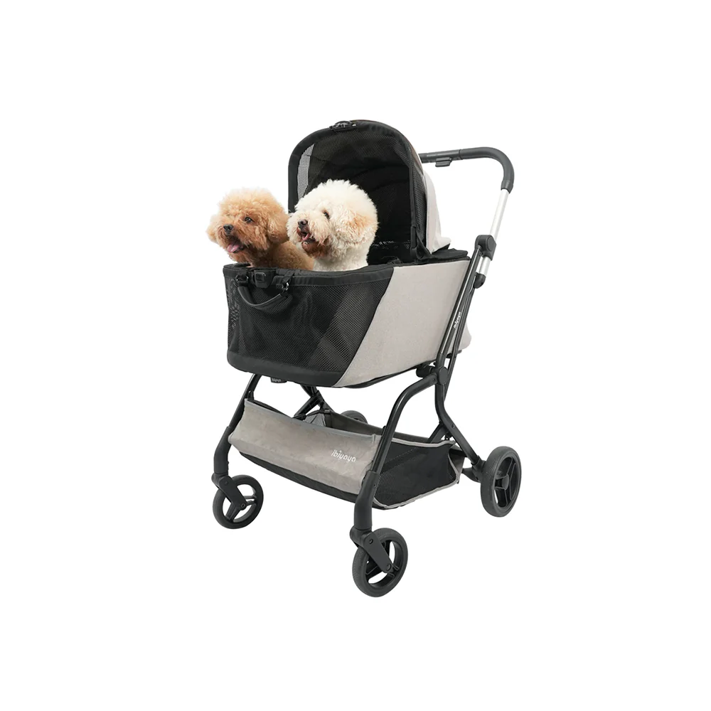 IBIYAYA InstaCollapse Detachable Dog Stroller and Pet Car Seat Carrier Combo – Taupe - Image 6