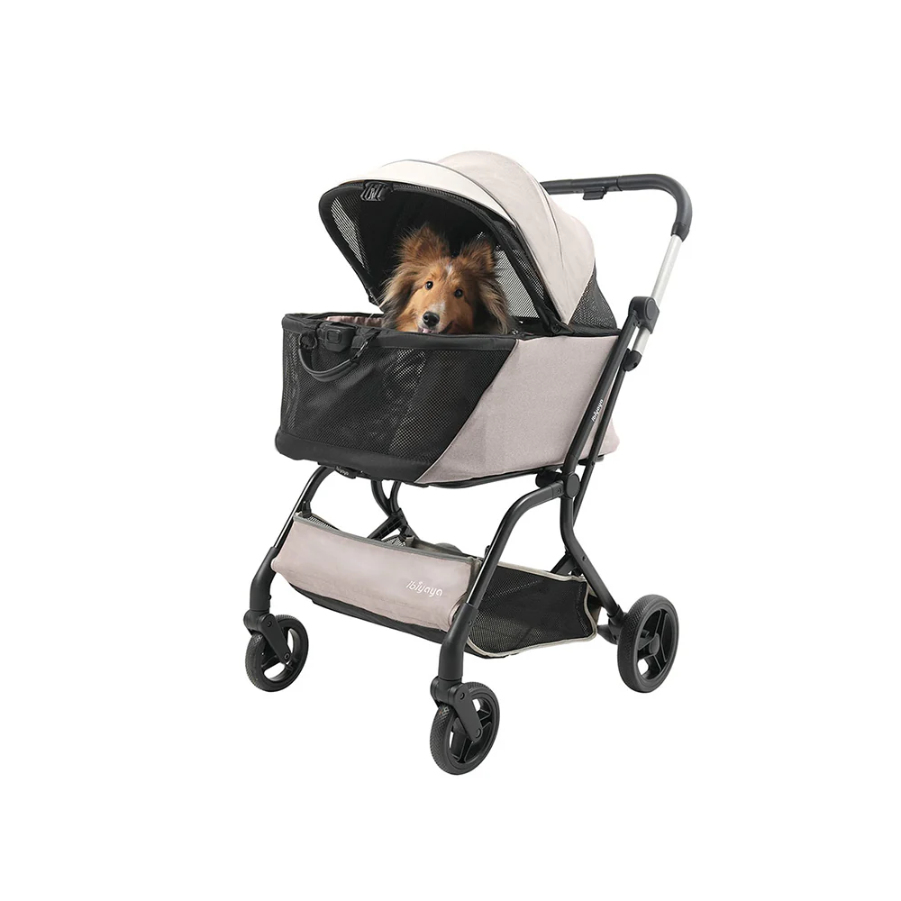 IBIYAYA InstaCollapse Detachable Dog Stroller and Pet Car Seat Carrier Combo – Taupe - Image 7