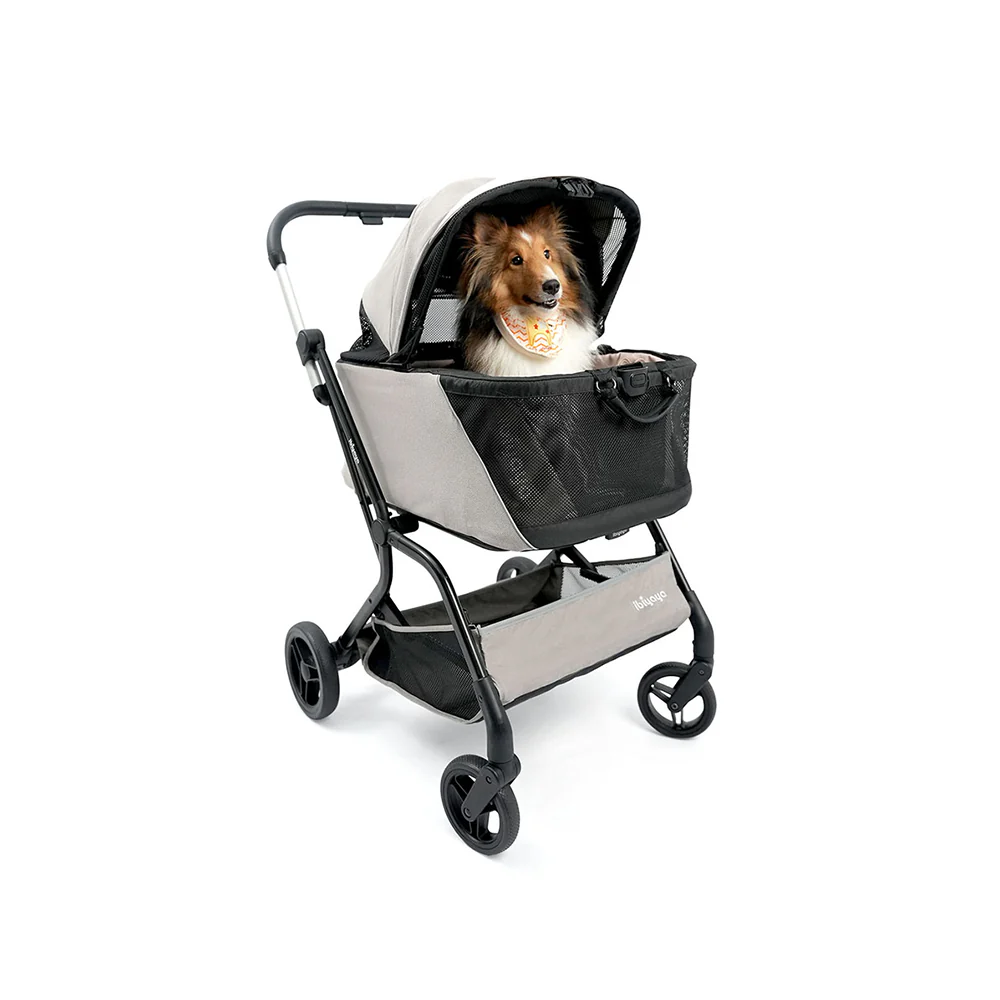 IBIYAYA InstaCollapse Detachable Dog Stroller and Pet Car Seat Carrier Combo – Taupe - Image 9