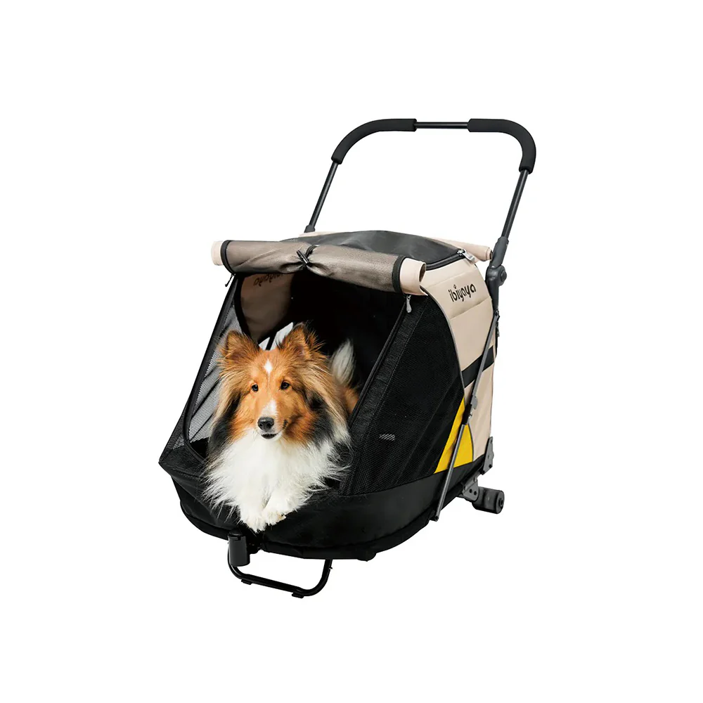 IBIYAYA Minika 3-in-1 Pet Stroller System Foldable Dog Bicycle Trailer & Indoor-Outdoor Kennel – Arizona Tan - Image 12