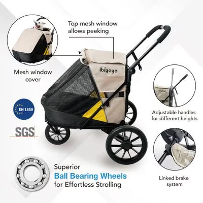 IBIYAYA Minika 3-in-1 Pet Stroller System Foldable Dog Bicycle Trailer & Indoor-Outdoor Kennel – Arizona Tan - Image 4