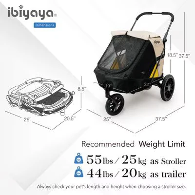 IBIYAYA Minika 3-in-1 Pet Stroller System Foldable Dog Bicycle Trailer & Indoor-Outdoor Kennel – Arizona Tan - Image 5