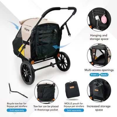 IBIYAYA Minika 3-in-1 Pet Stroller System Foldable Dog Bicycle Trailer & Indoor-Outdoor Kennel – Arizona Tan - Image 6
