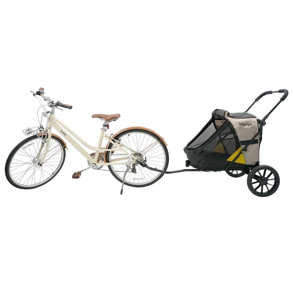 IBIYAYA Minika 3-in-1 Pet Stroller System Foldable Dog Bicycle Trailer & Indoor-Outdoor Kennel – Arizona Tan - Image 9