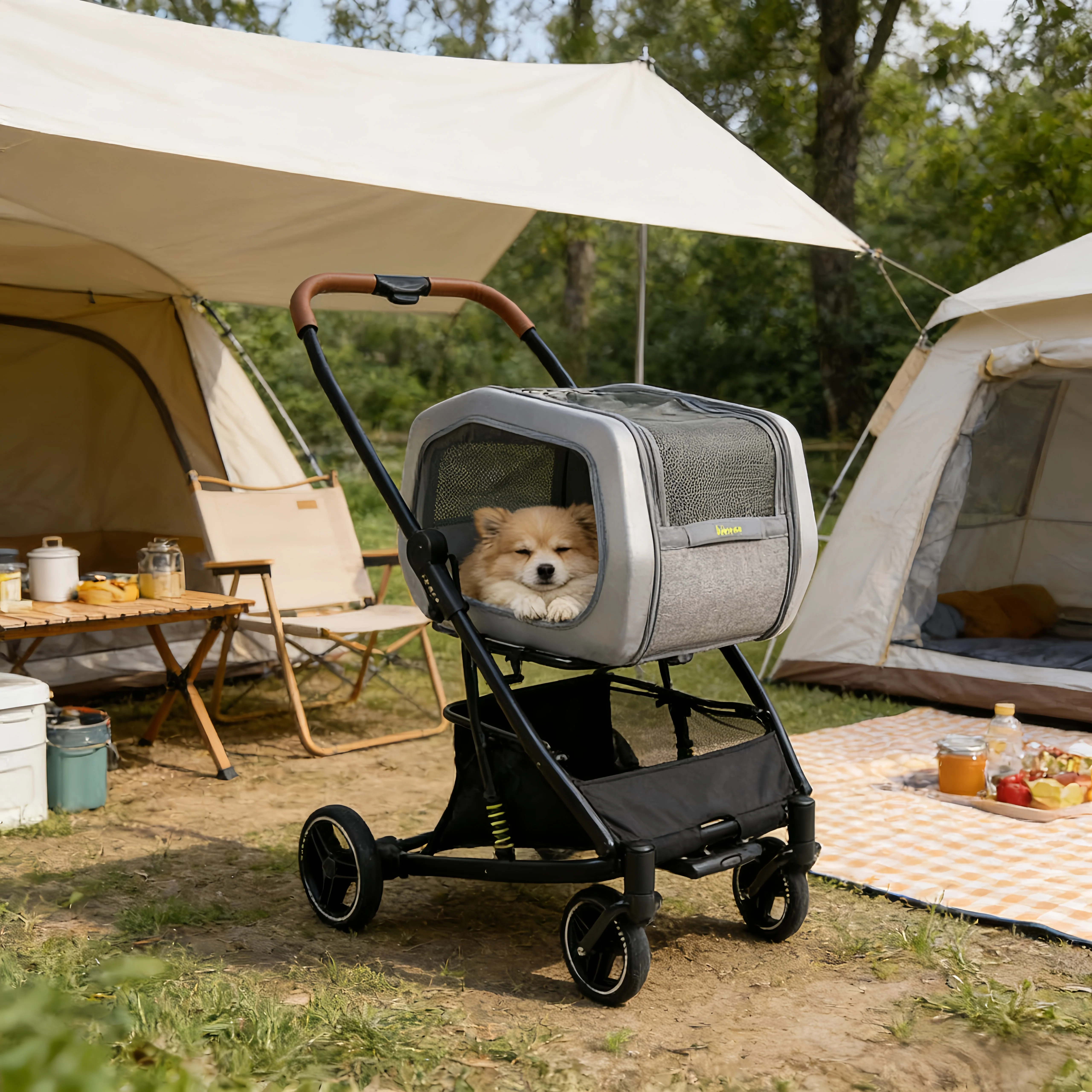 IBIYAYA NeoRider Multipurpose Detachable Pet Stroller - Silver Mist - Image 2