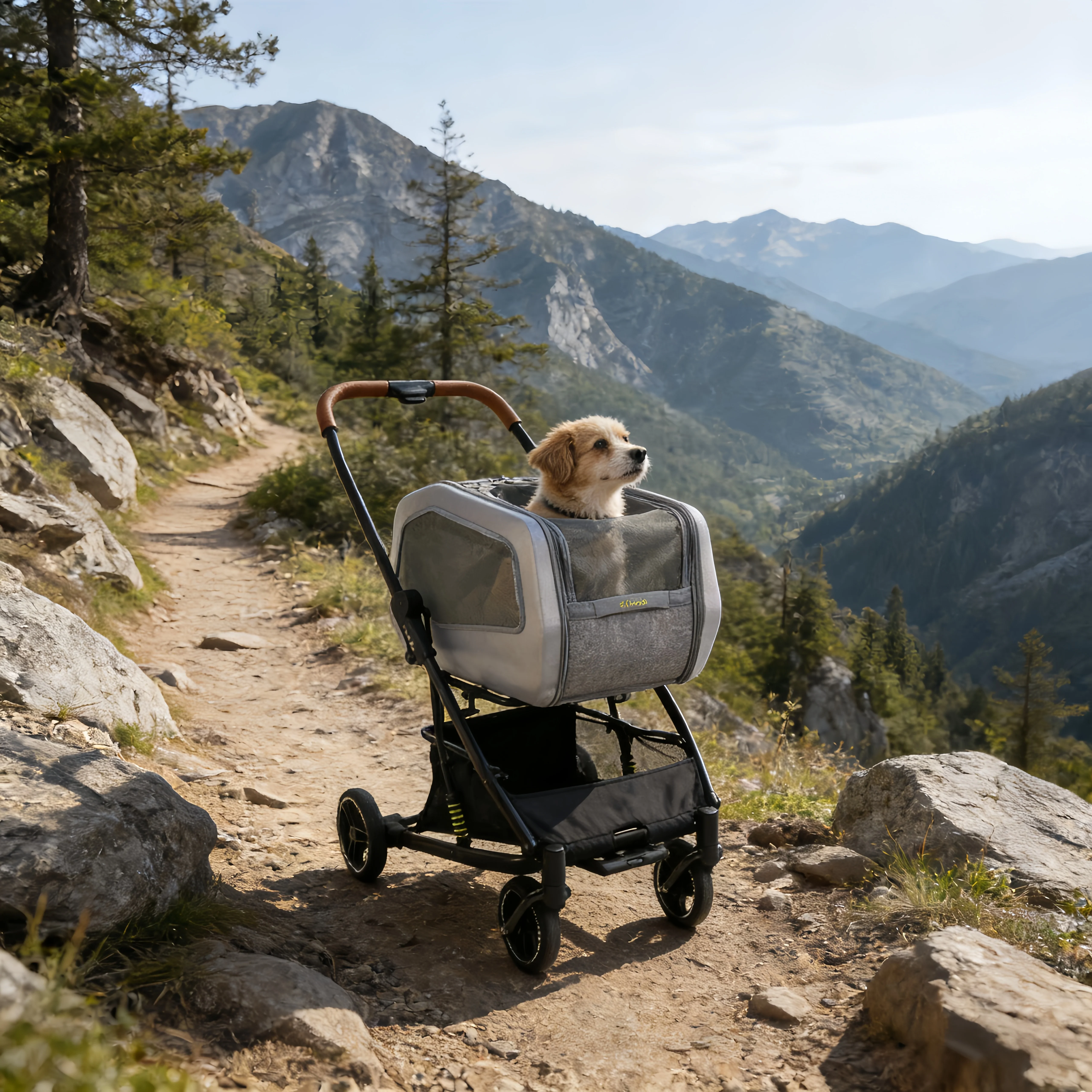 IBIYAYA NeoRider Multipurpose Detachable Pet Stroller - Silver Mist - Image 3