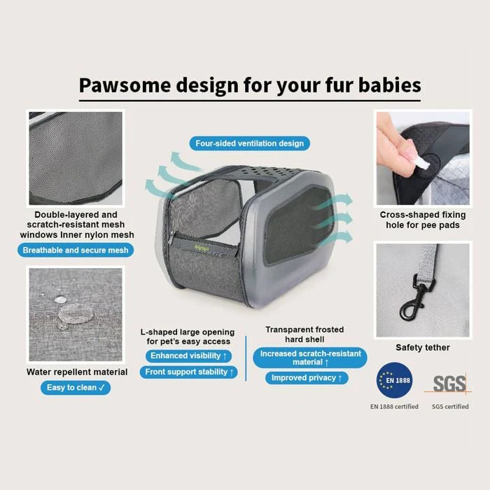 IBIYAYA NeoRider Multipurpose Detachable Pet Stroller - Silver Mist - Image 8