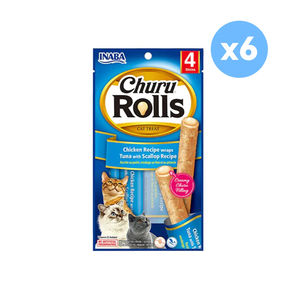INABA Churu Rolls Chicken with Tuna & Scallop Recipe Cat Treats - Image 2