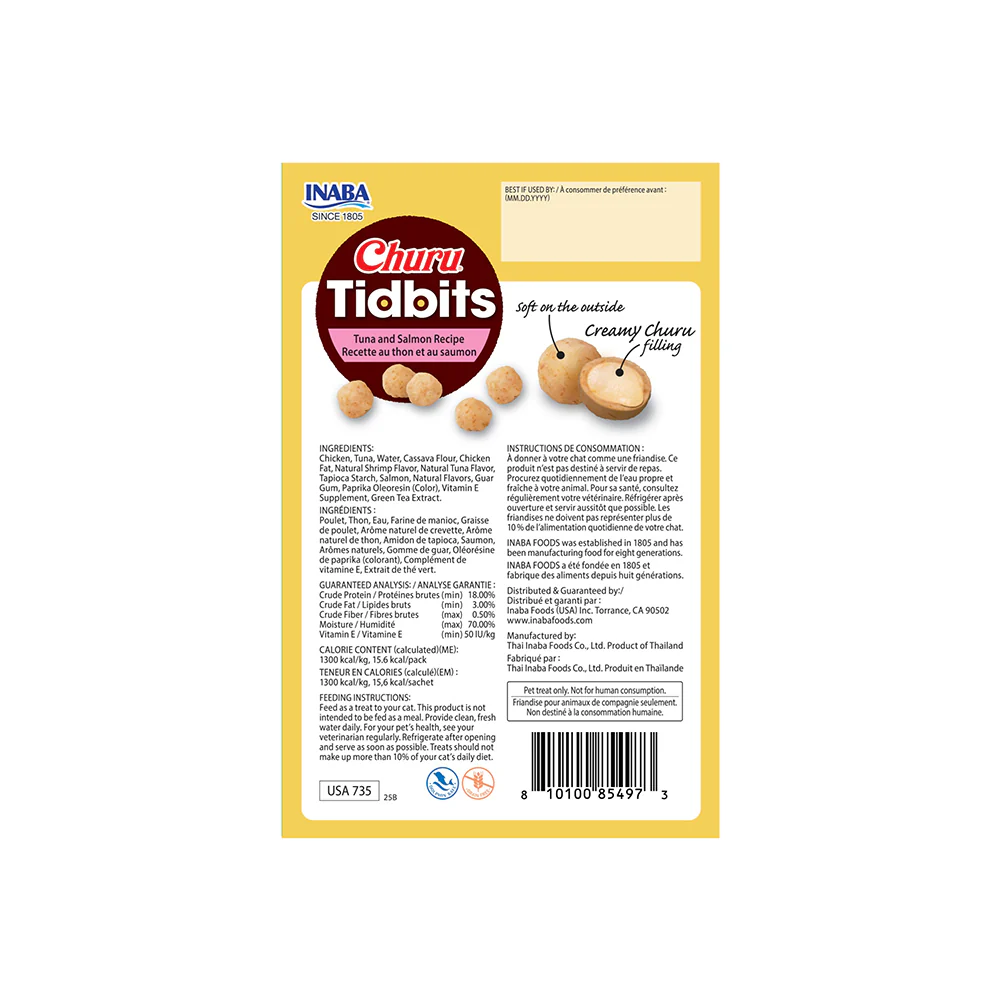 INABA Churu Tidbits Tuna And Salmon Recipe (12g x 8) USA-735 - Image 2
