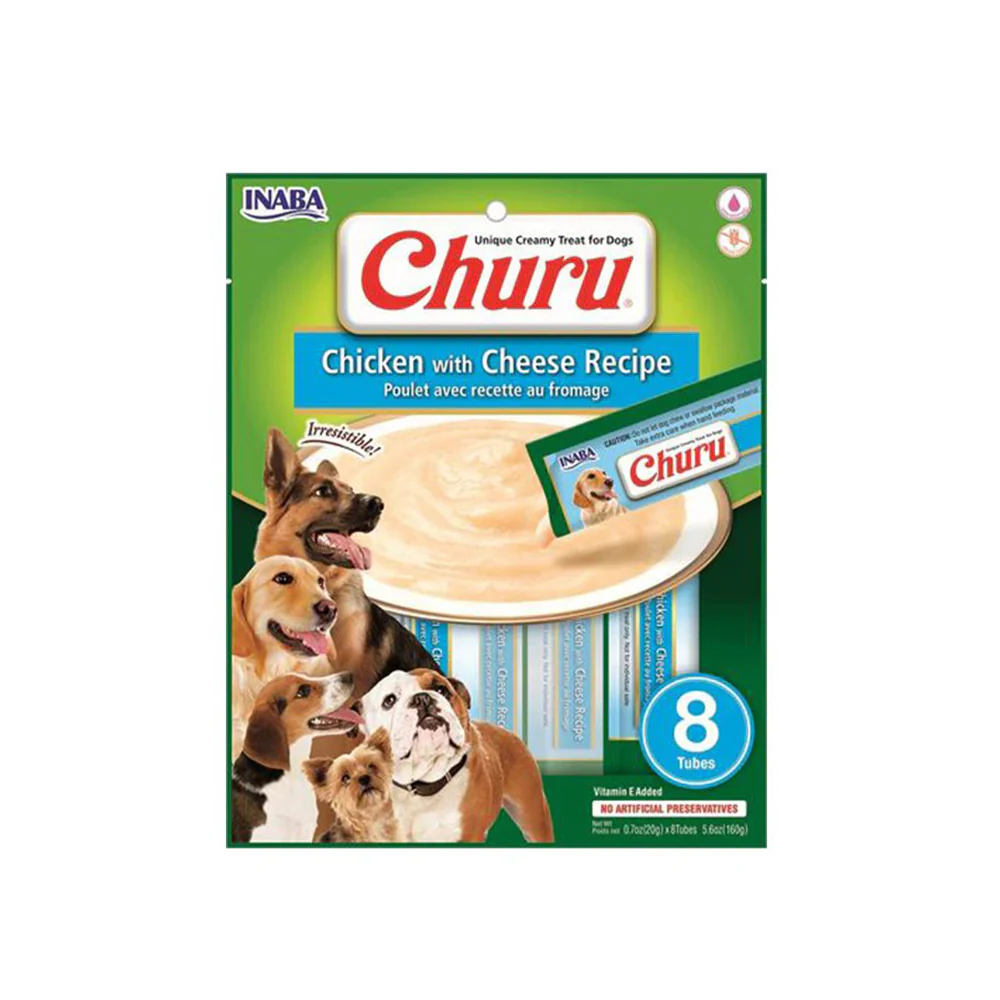 INABA Churu Chicken with Cheese Recipe Dog Treats 8x20g