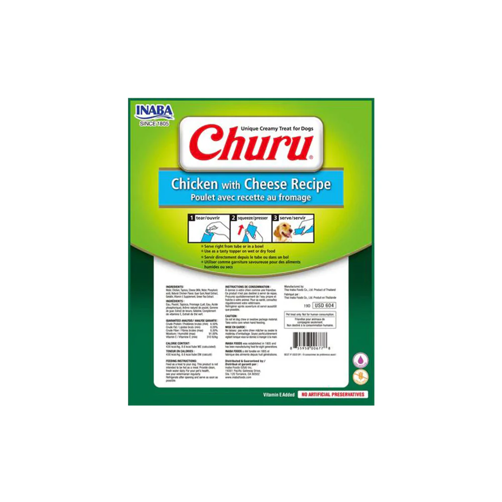 INABA Churu Chicken with Cheese Recipe Dog Treats 8x20g - Image 2