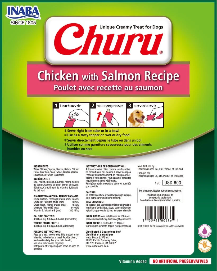 INABA Churu Chicken with Salmon Recipe Wet Dog Treats 8x20g - Image 2