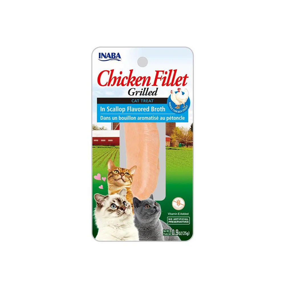 INABA Grilled Chicken Fillet In Scallop Flavored Broth Cat Treats 15g
