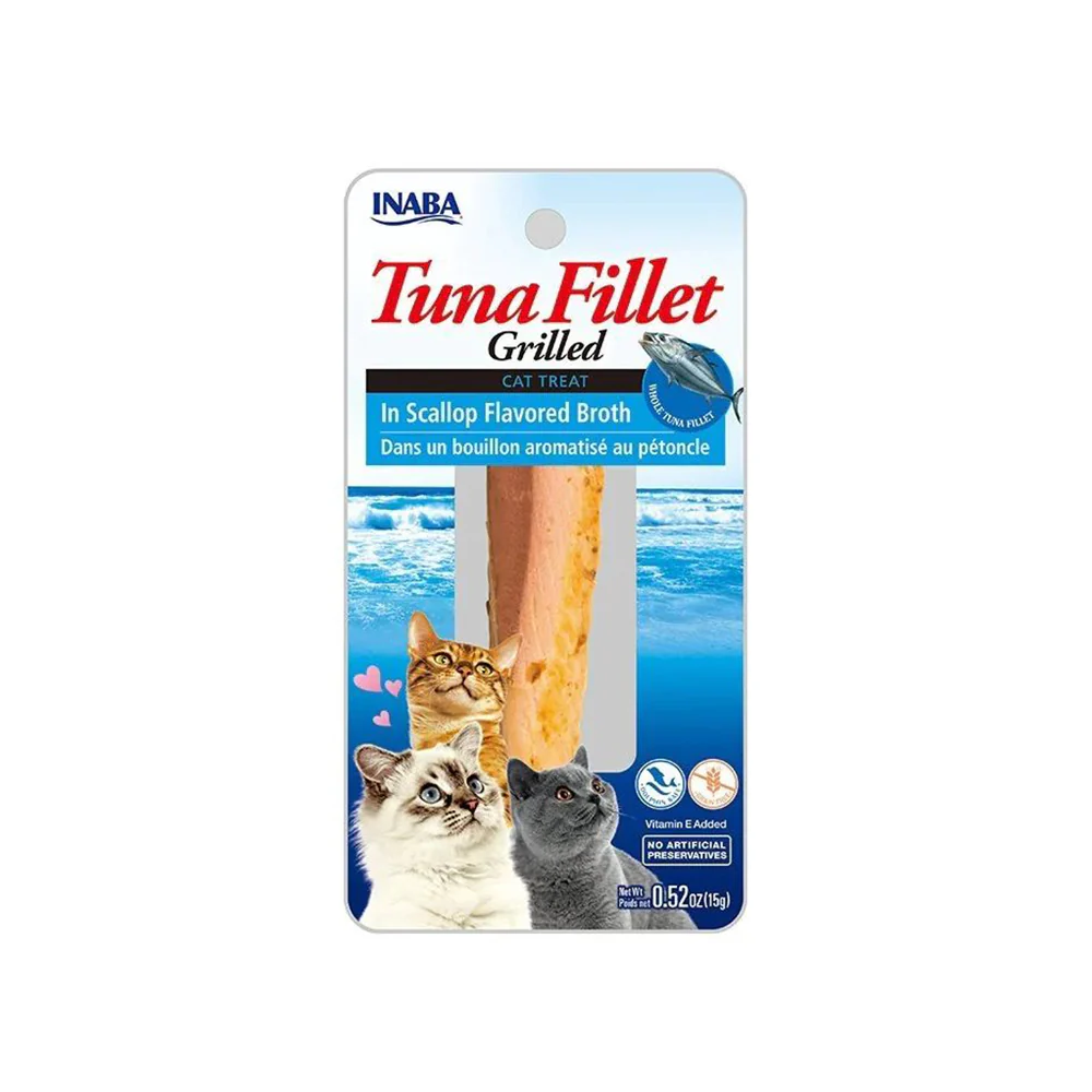 INABA Grilled Tuna Fillet In Scallop Flavored Broth Cat Treats 15g