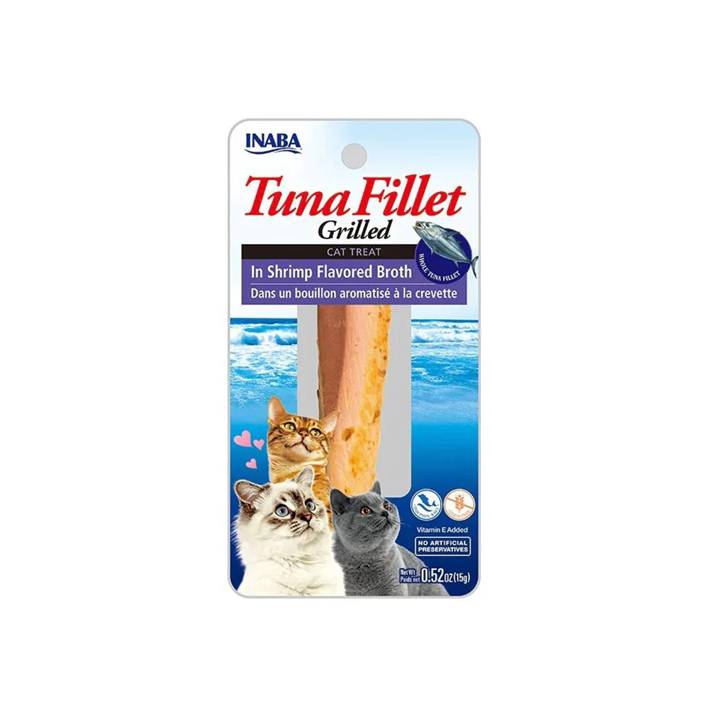 INABA Grilled Tuna Fillet In Shrimp Flavored Broth Cat Treats 15g