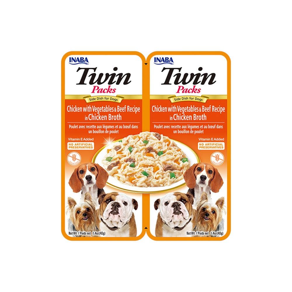 INABA Twins Packs Chicken with Vegetables & Beef in Chicken Flavored Broth Dog Treats 2x40g